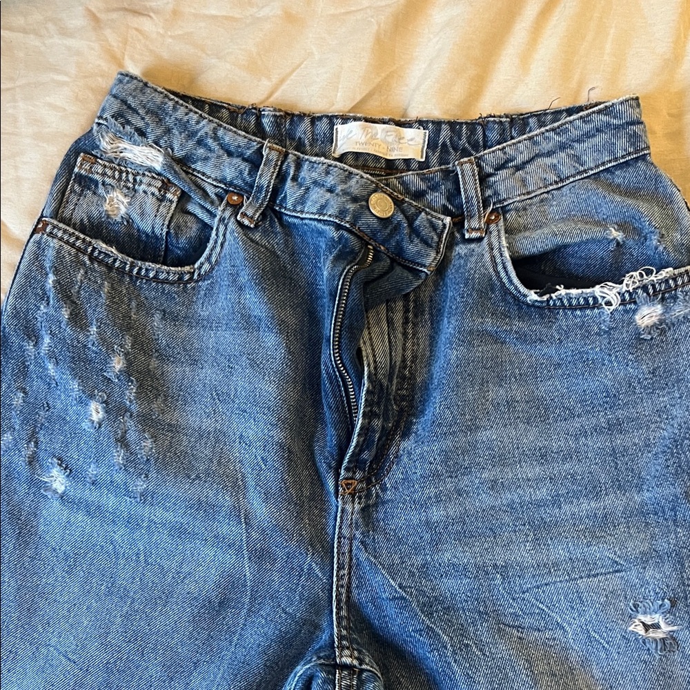 Free People Distressed Blue Denim Jeans
